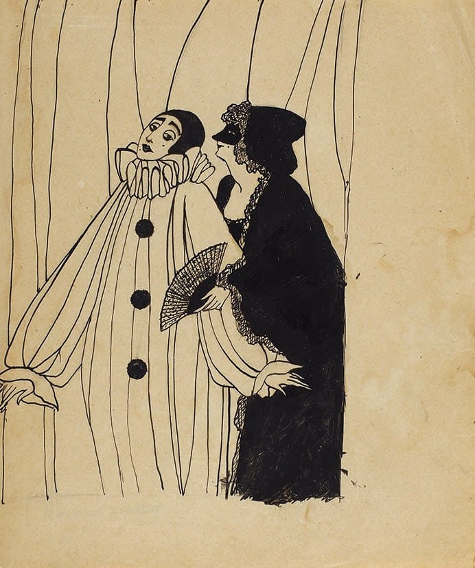 Ремизова-Васильева (Мисс) Анна Владимировна (?—1928) Эскиз иллюстрации к книге «Купидоновы проказы