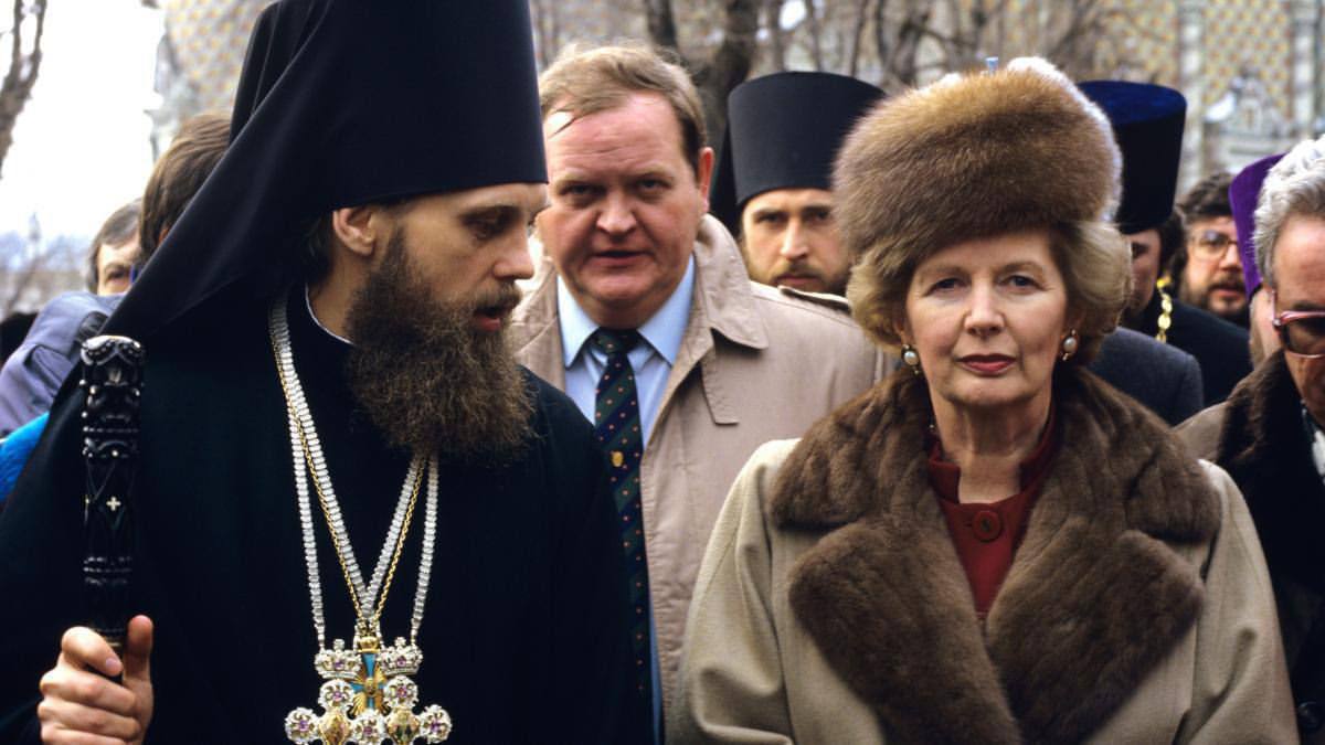 Маргарет Тэтчер и архимандрит Алексей Кутепов в Загорске в 1987 году