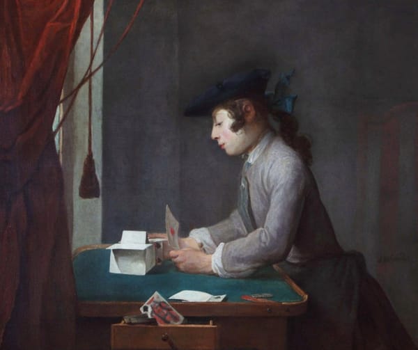 Мальчик строит карточный домик, Жан Батист Симеон Шарден, 1735 год
