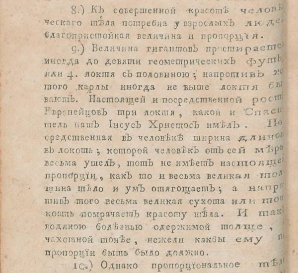 Встретил в книге 1765 года интересное предположение о росте Спасителя Нашего Иисуса Христа в 3 локтя, то есть около 183 см