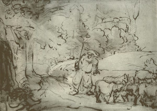 Моисей и Неопалимая купина, Рембрандт, около 1655 г