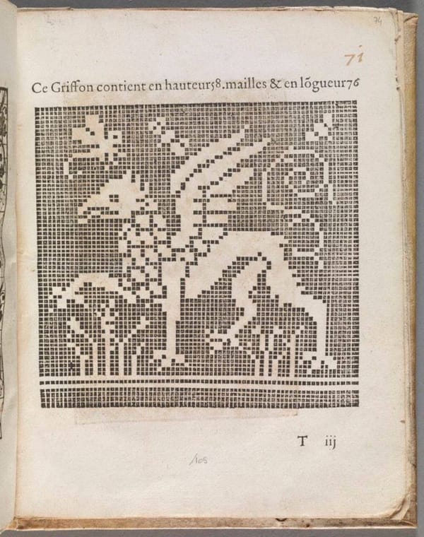 Схема для вышивания грифона, 1589 год