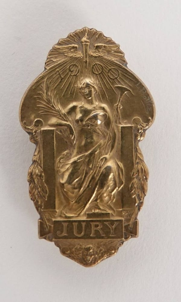 Официальный золотой знак члена жюри летних олимпийских игр 1900 года