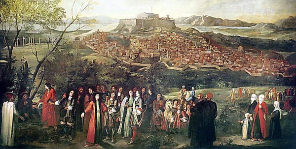 Парфенон на картине Жака Каррея 1674 года и его взрыв при осаде Афин в 1687 году