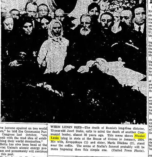 В западной прессе Ленина упорно называют Николаем и в 1920-е, и в 30-е, и даже в 50-е и 60-е