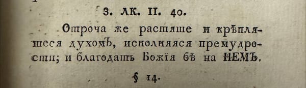 Младенец же возрастал и укреплялся духом, исполняясь премудрости, и благодать Божия была на Нем