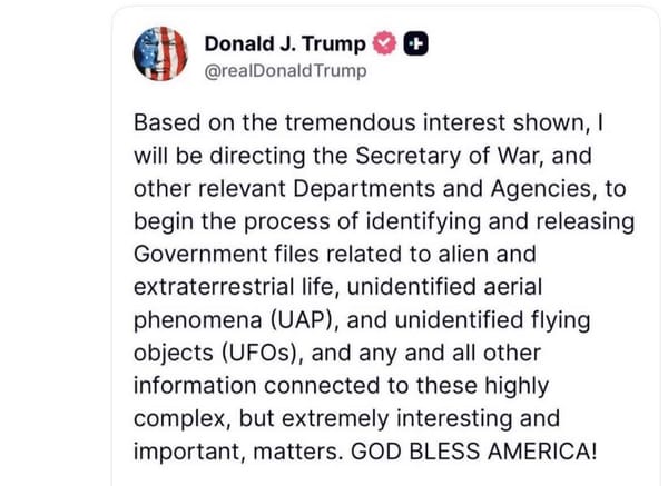 Трамп опубличит файлы, связанные с инопланетянами