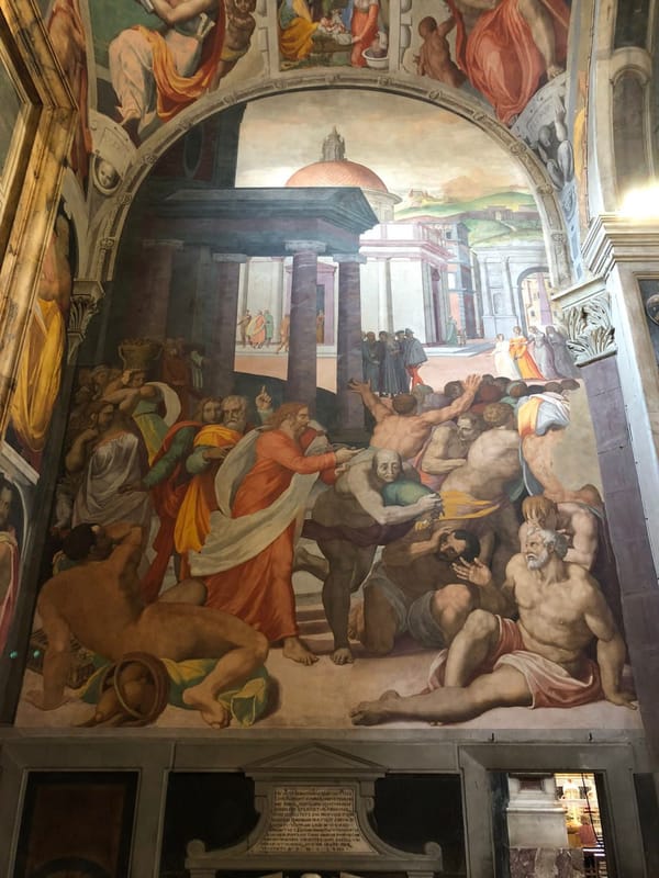 Фрески Аллори 1560-х годов в капелле Монтауто и заимствования у Микеланджело
