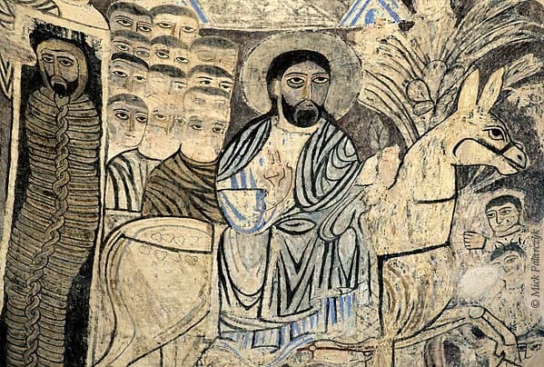 Настенная роспись «Христос входит в Иерусалим» в армянском соборе Святого Креста на острове Акдамар, X век
