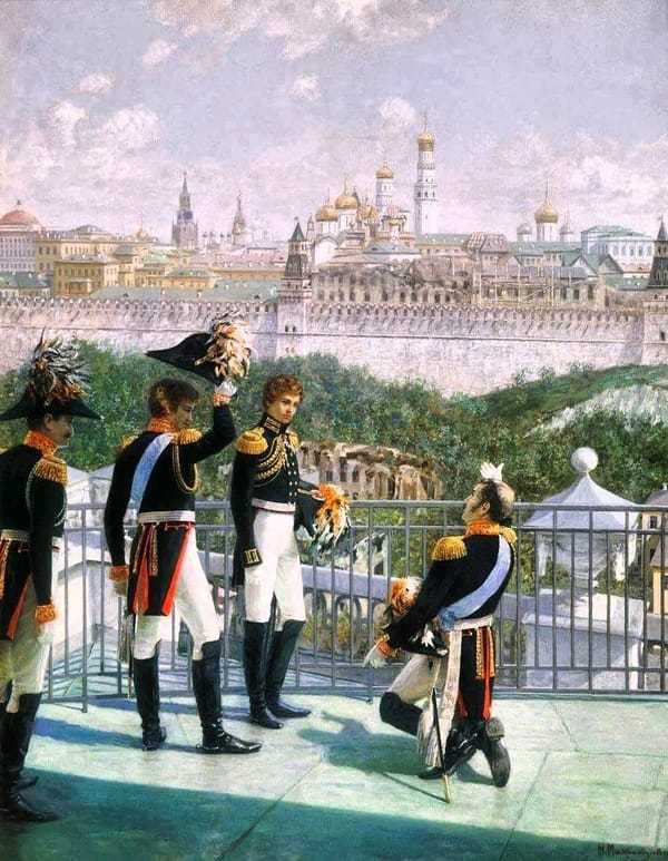 Король Прусский Фридрих Вильгельм III с сыновьями благодарит Москву за спасение его государства