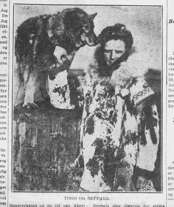 Пес Того и Леонард Сеппала в Великой гонке милосердия 1925 года на Аляске