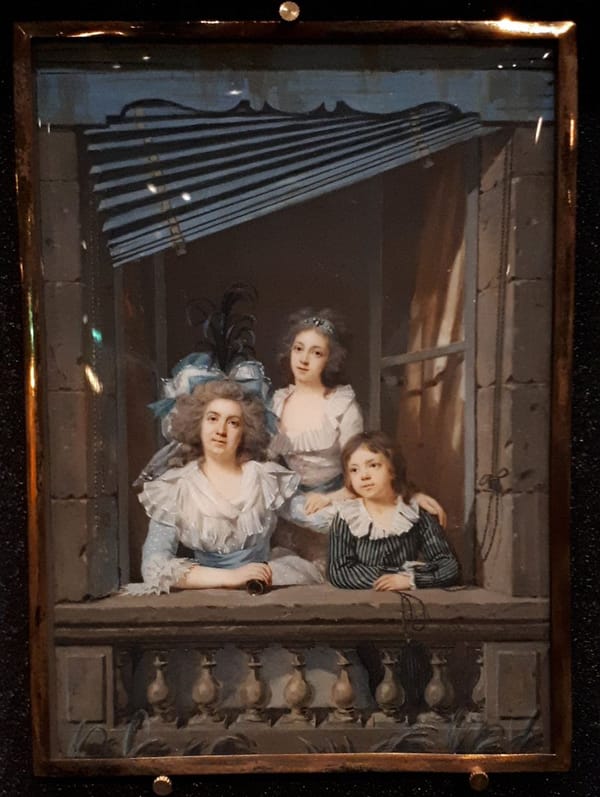 Банкирша Софи Кутё дю Моле с детьми, миниатюра Жака-Антуана Лемуана 1787 года называется Балкон