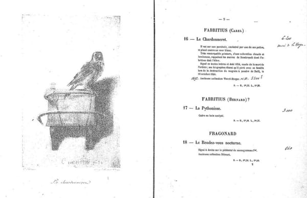 Знаменитый Щегол Карела Фабрициуса 27 февраля 1896 года был продан за 6200 франков