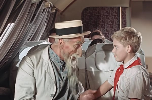 Салон самолёта в советском фильме «Старик Хоттабыч» 1956 года и представления о комфорте