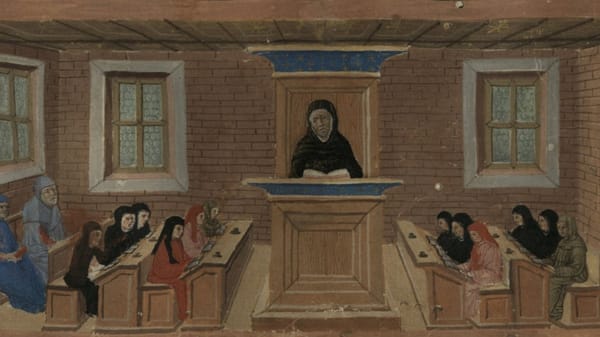 Преподаватель и студенты из "Суммы о церковной власти" итальянского богослова Августина Анконского