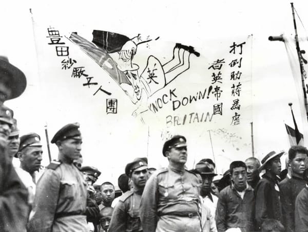 Антибританский пикет русских белогвардейцев, Тяньцзинь, 1939 год