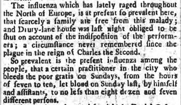 Июнь 1782 года, эпидемия гриппа охватила северную Европу