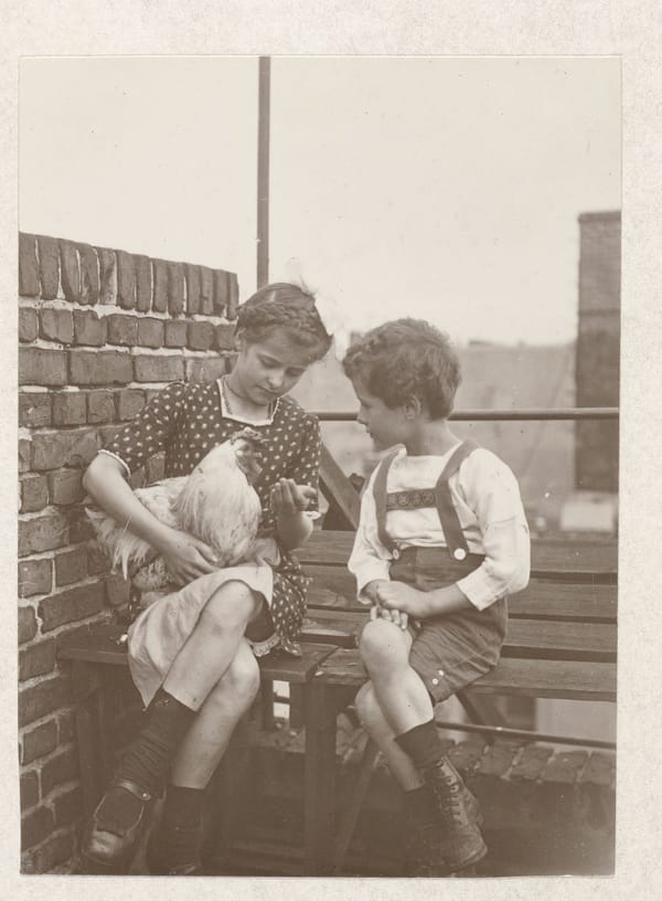 Фотография детей с петухом, Берлин, 1918-1920