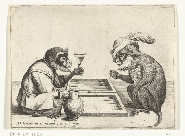 Две обезьяны играют в триктрак, 1635-1690