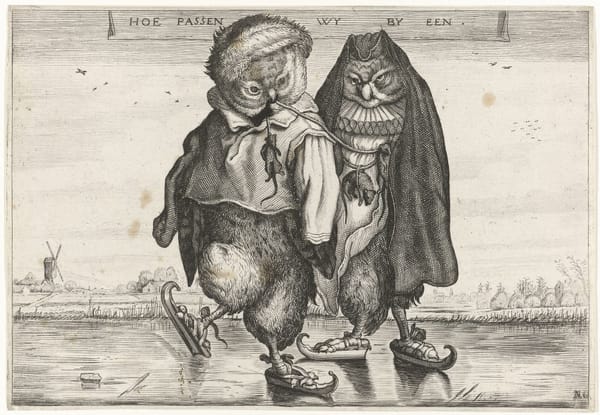Совы катаются на коньках, 1620-1660 гг