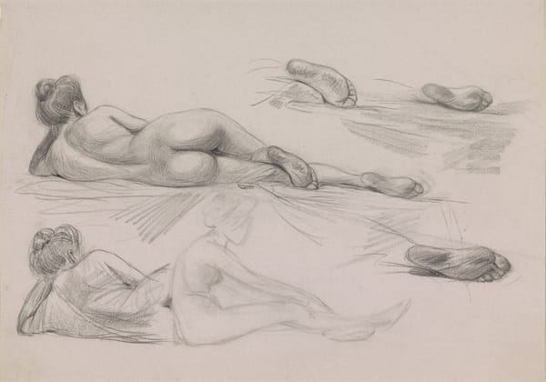 Этюд лежащей обнаженной женщины, Ян Кайпер, 1855-1912