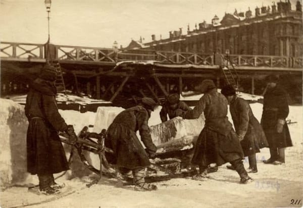 Рубка льда на Неве, Санкт-Петербург, 1860-е