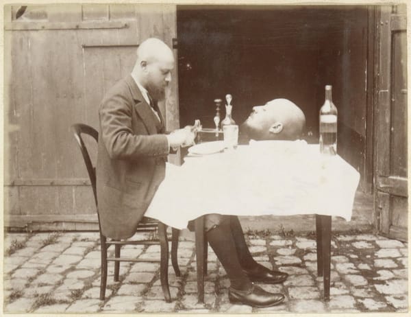 Француз за обедом, фотомонтаж, 1900-1910