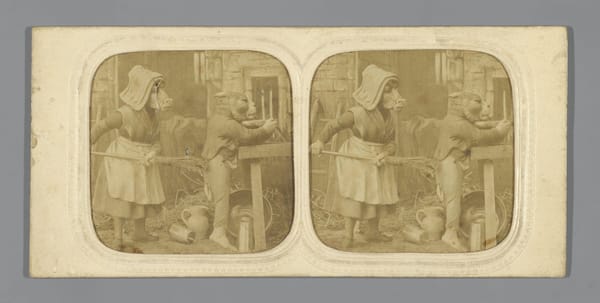 Корова лупит кота метлой, 1855-1875