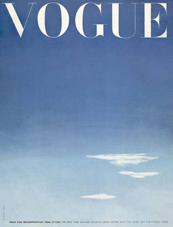 Обложка британского VOGUE в честь окончания Второй Мировой войны, октябрь 1945