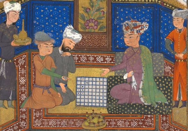 Китайцы играют в шахматы, иллюстрация 1468 года, книга со стихами арабского поэта Маулана Катиби