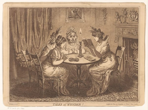 Женщина, читающая роман ужасов, Джеймс Гилрей, 1802