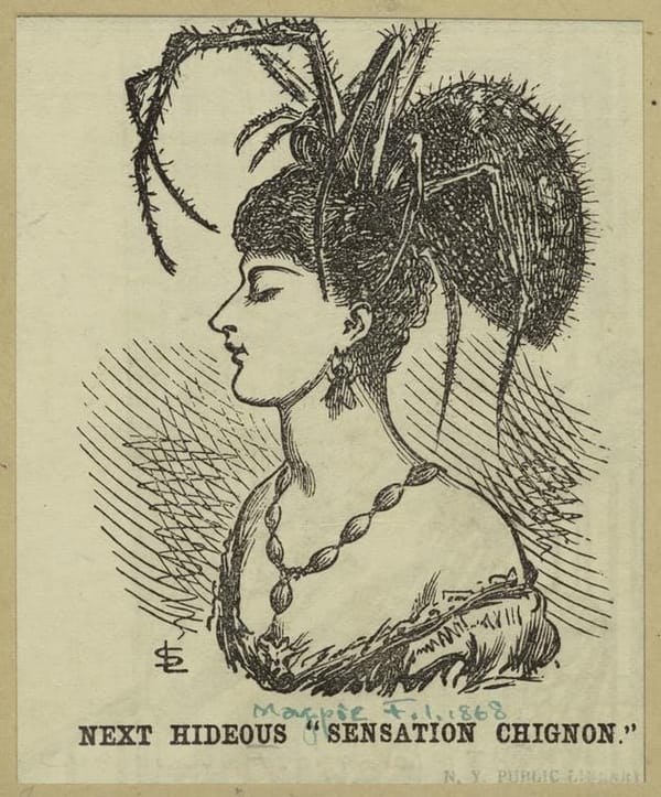 Следующий отвратительный "сенсационный шиньон, 1868