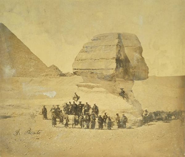 Самураи позируют на фоне Большого сфинкса в 1864