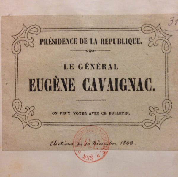 бюллетень на выборах президента Франции 1848 года