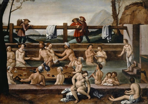 Баня в Лойке, немецкий живописец Ганс Бок старший, 1597 год