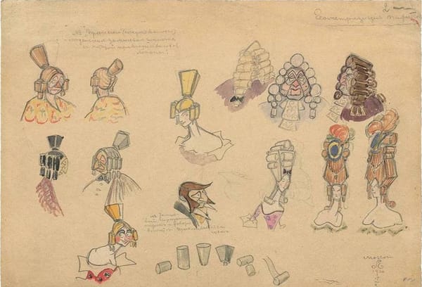 «Геометризация парика» Рисунок Сергея Эйзенштейна, 1920 год