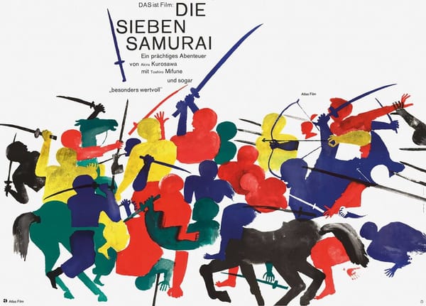 Плакаты немецкого дизайнера Ханса Хильмана к фильму «Семь самураев» (1954) Акиры Куросавы, 1962 год